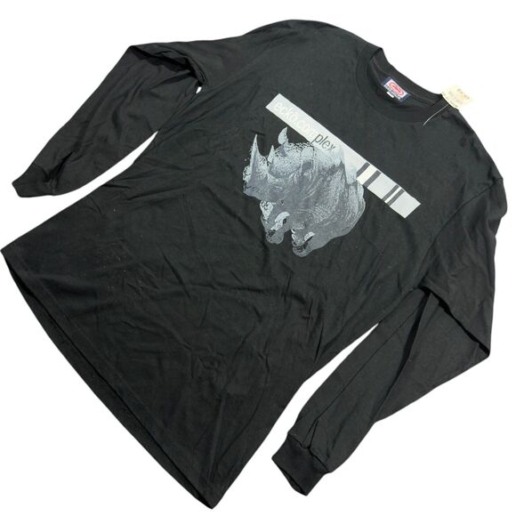 Ecko Unltd. T-Shirt Men's Medium Black Long Sleeve Crew Neck Graphic Normcore - Picture 2 of 6